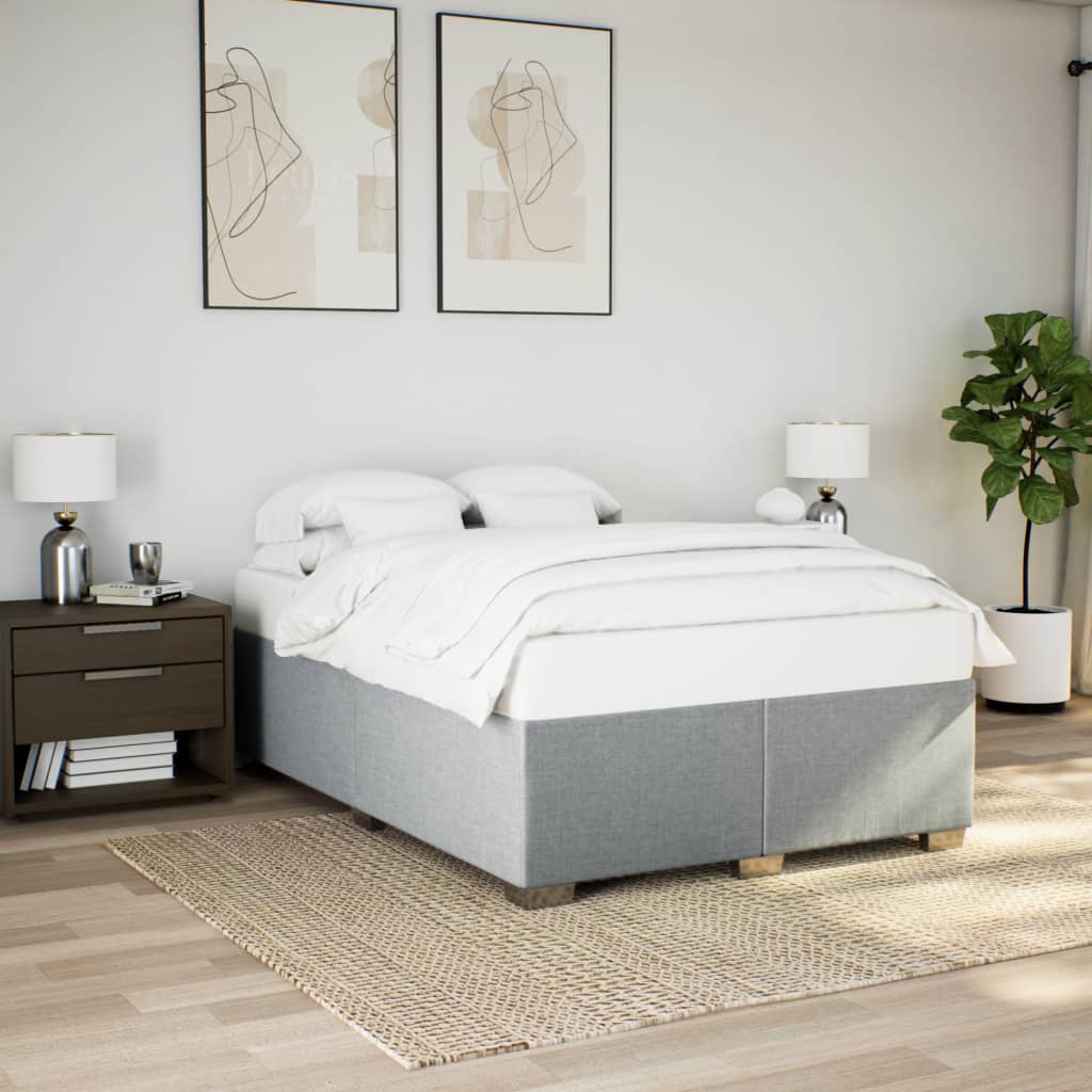 Cadre de lit sans matelas gris clair 160x200 cm tissu - XIOS