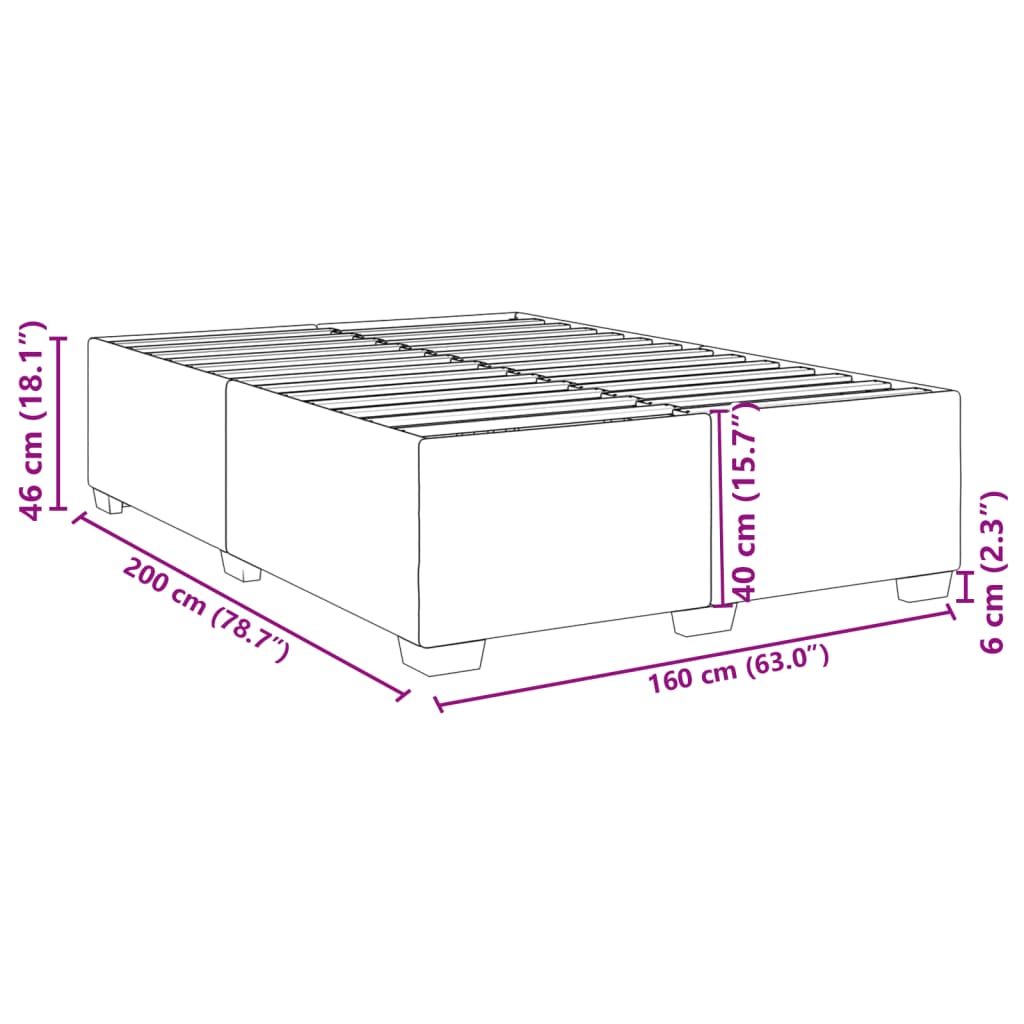 Cadre de lit sans matelas noir 160x200 cm tissu - XIOS