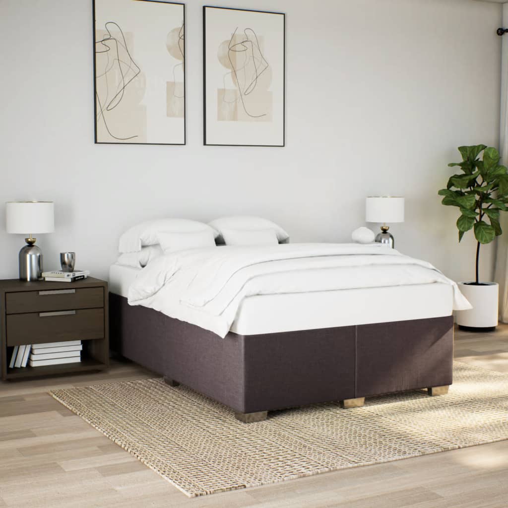 Cadre de lit sans matelas marron foncé 160x200 cm tissu - XIOS