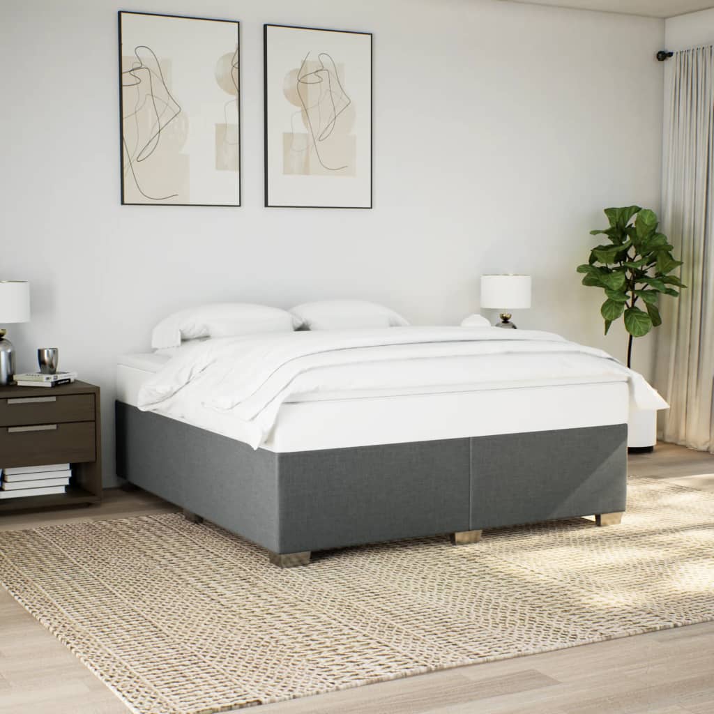 Cadre de lit sans matelas gris foncé 180x200 cm tissu - XIOS