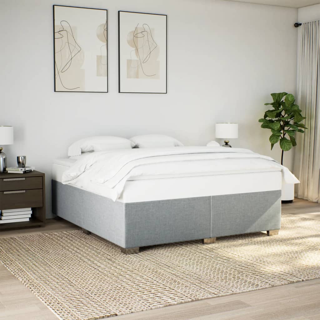 Cadre de lit sans matelas gris clair 200x200 cm tissu - XIOS