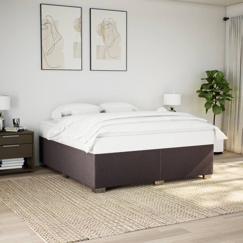 Cadre de lit sans matelas marron foncé 200x200 cm tissu - XIOS