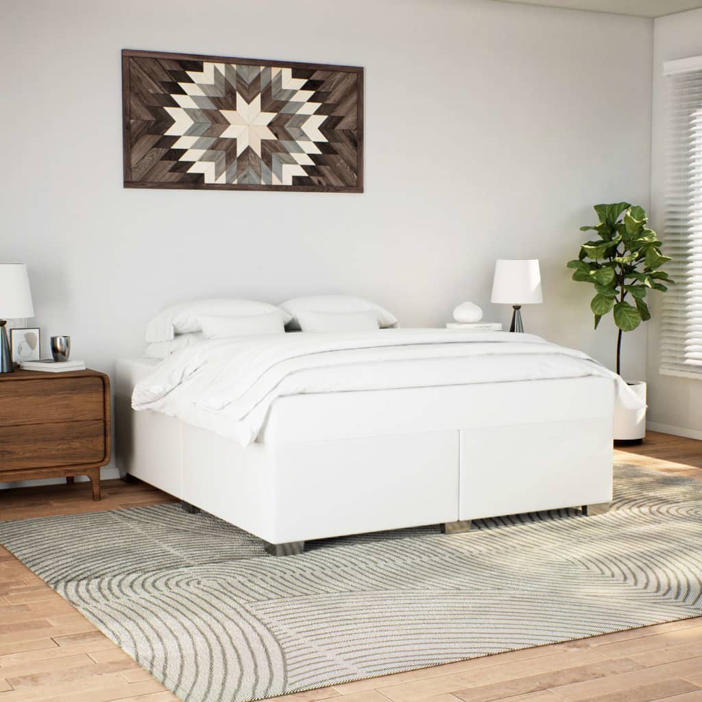 Cadre de lit sans matelas blanc 200x200 cm similicuir - XIOS