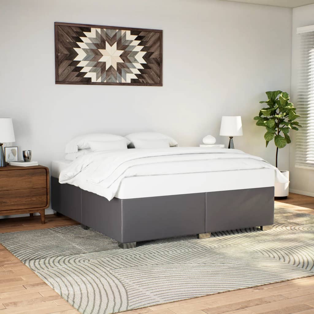 Cadre de lit sans matelas gris 200x200 cm similicuir - XIOS