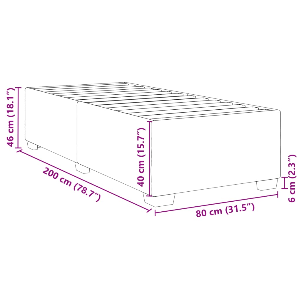 Cadre de lit sans matelas gris clair 80x200 cm velours - XIOS