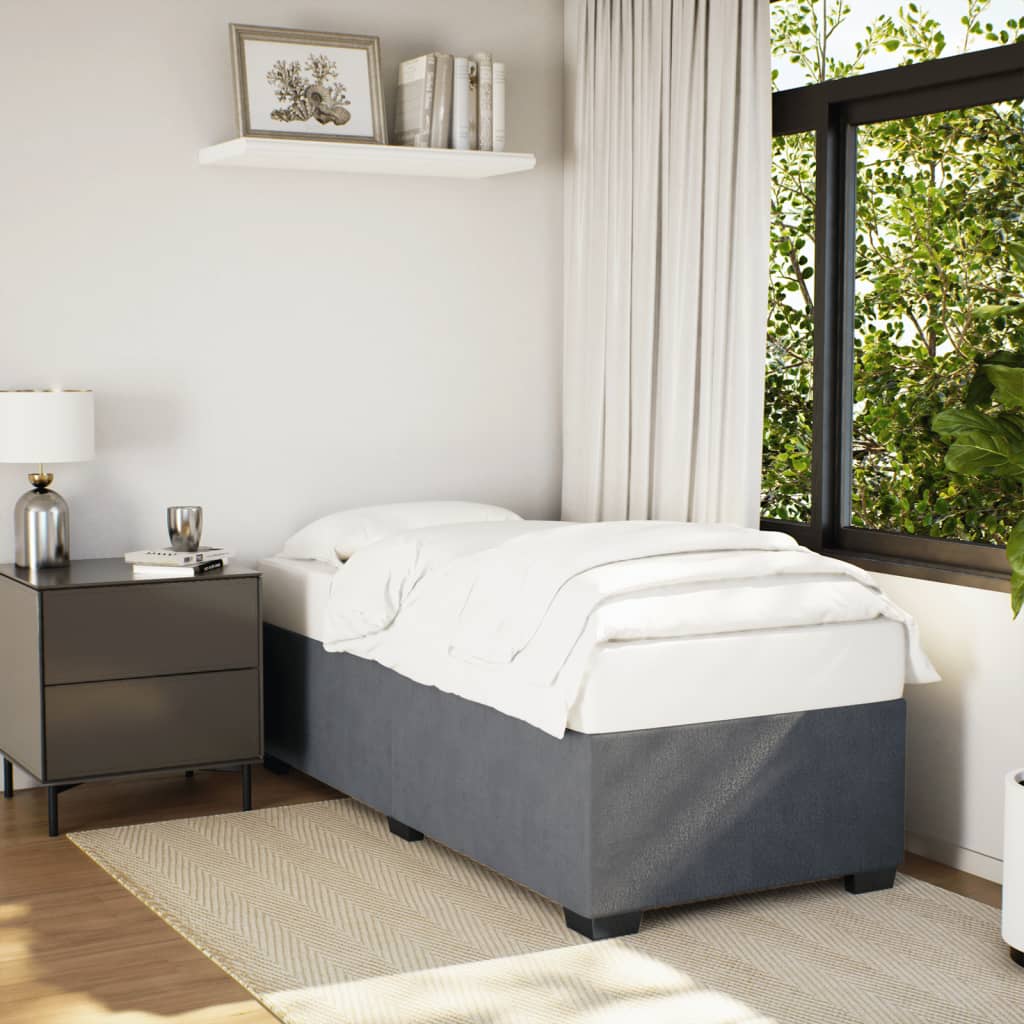 Cadre de lit sans matelas gris foncé 90x190 cm velours - XIOS