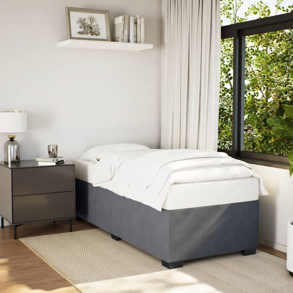 Cadre de lit sans matelas gris foncé 90x200 cm velours - XIOS