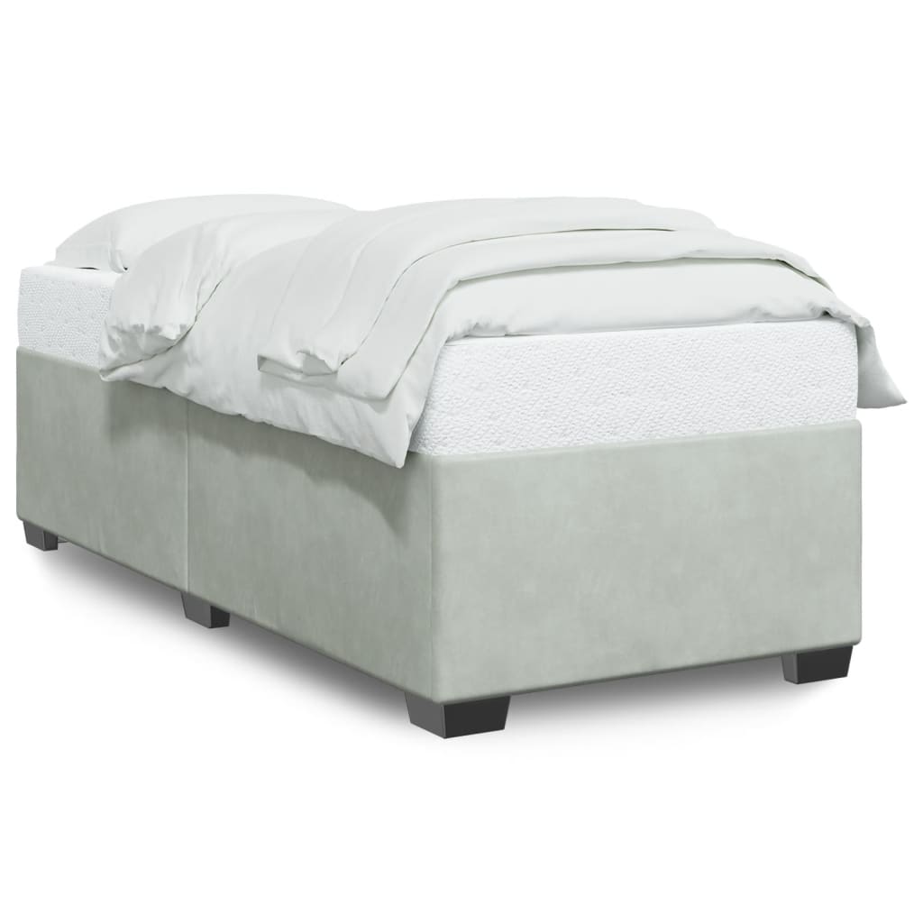 Cadre de lit sans matelas gris clair 100x200 cm velours - XIOS