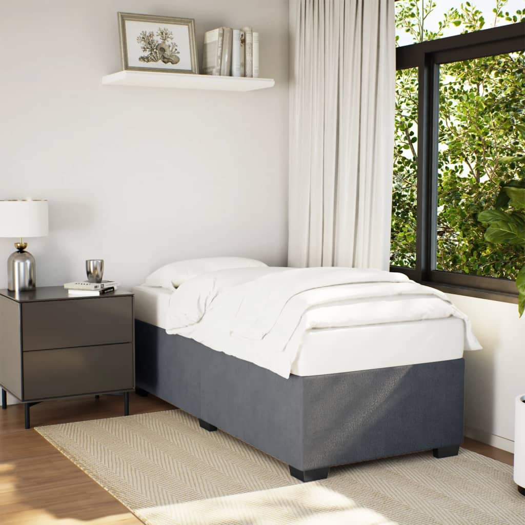Cadre de lit sans matelas gris foncé 100x200 cm velours - XIOS