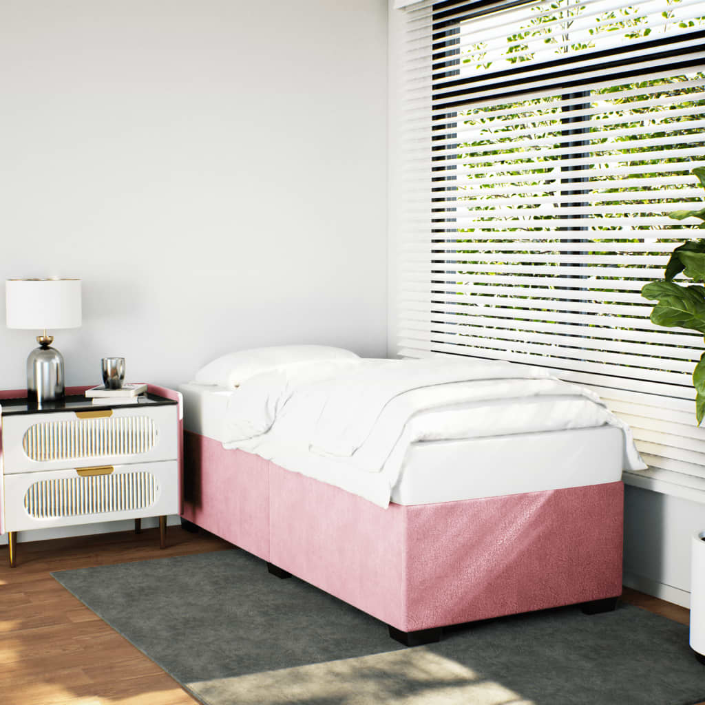 Cadre de lit sans matelas rose 100x200 cm velours - XIOS