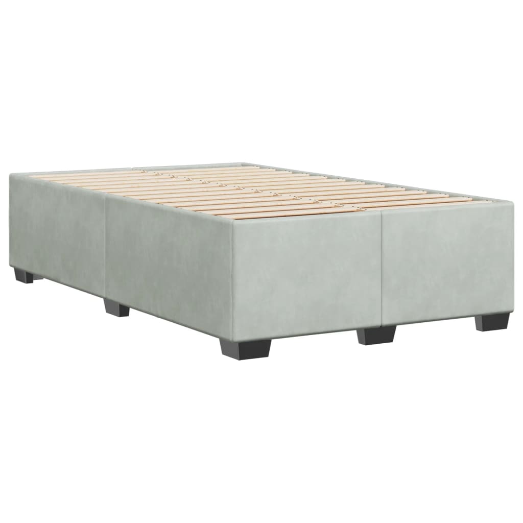 Cadre de lit sans matelas gris clair 120x190 cm velours - XIOS