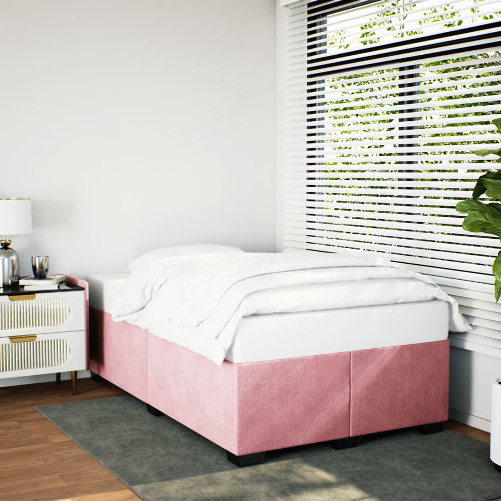 Cadre de lit sans matelas rose 120x190 cm velours - XIOS