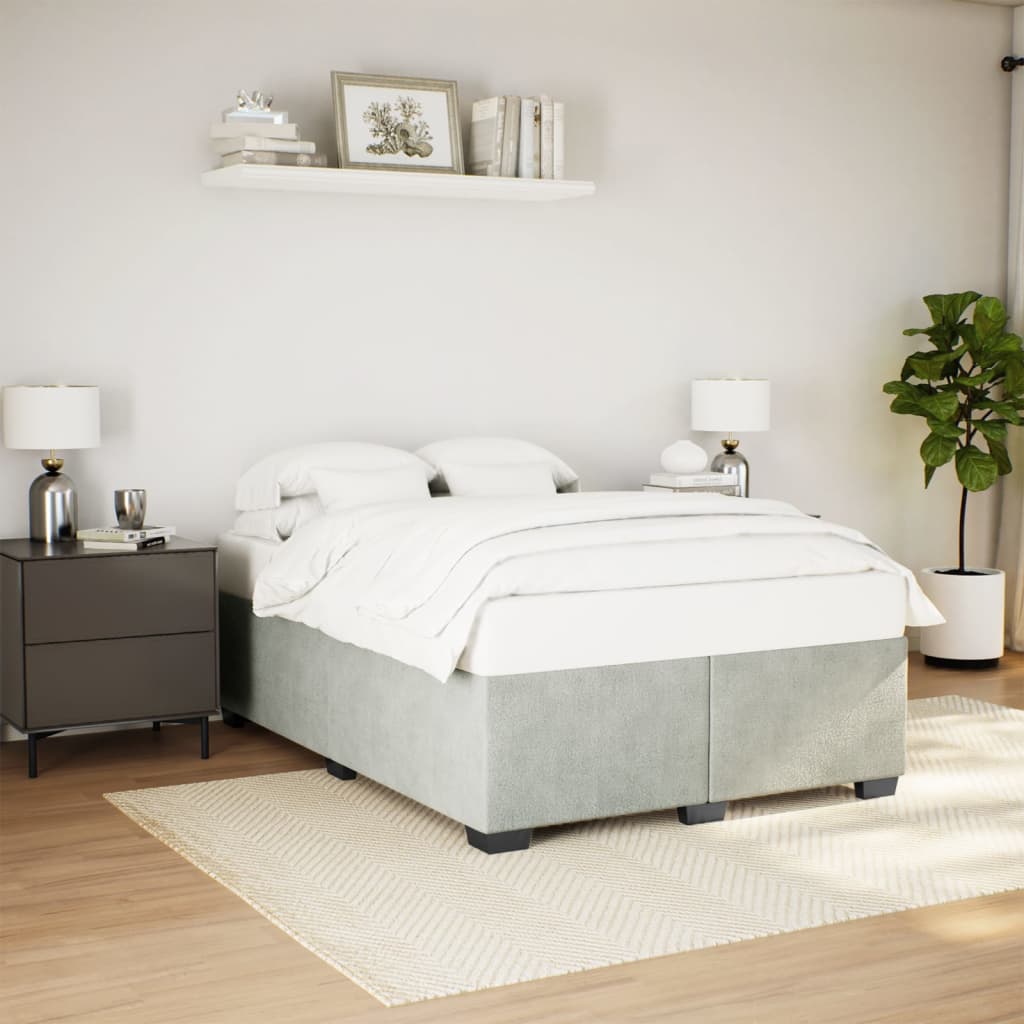 Cadre de lit sans matelas gris clair 140x190 cm velours - XIOS