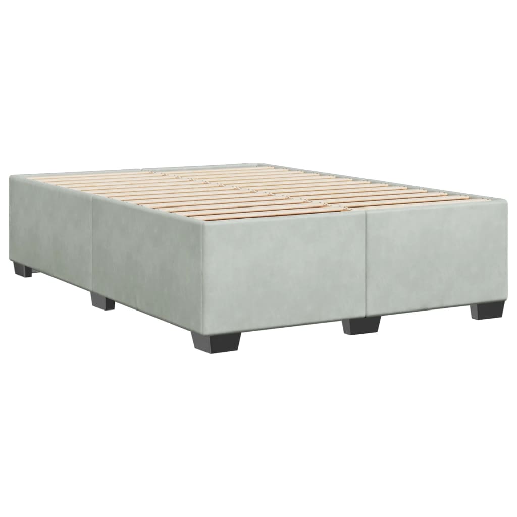 Cadre de lit sans matelas gris clair 140x200 cm velours - XIOS