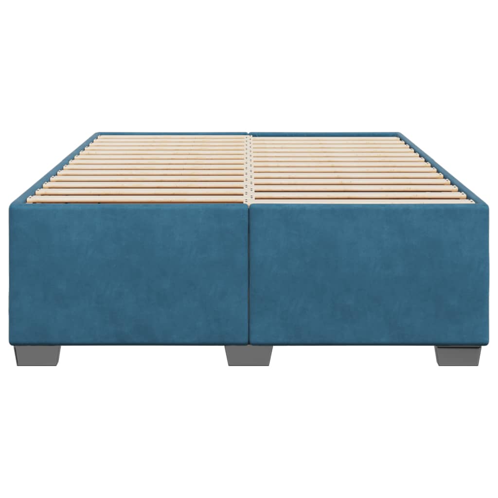 Cadre de lit sans matelas bleu 140x200 cm velours - XIOS