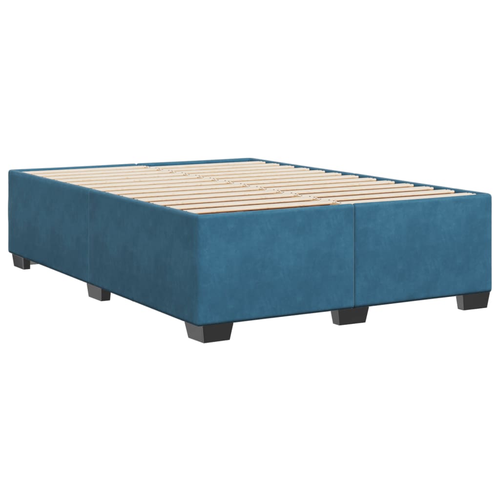 Cadre de lit sans matelas bleu 140x200 cm velours - XIOS