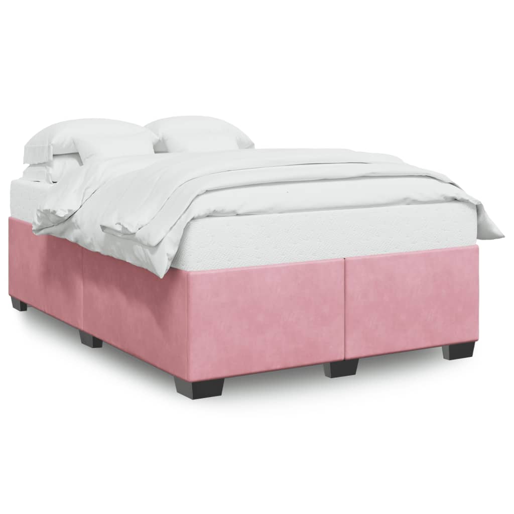 Cadre de lit sans matelas rose 140x200 cm velours - XIOS