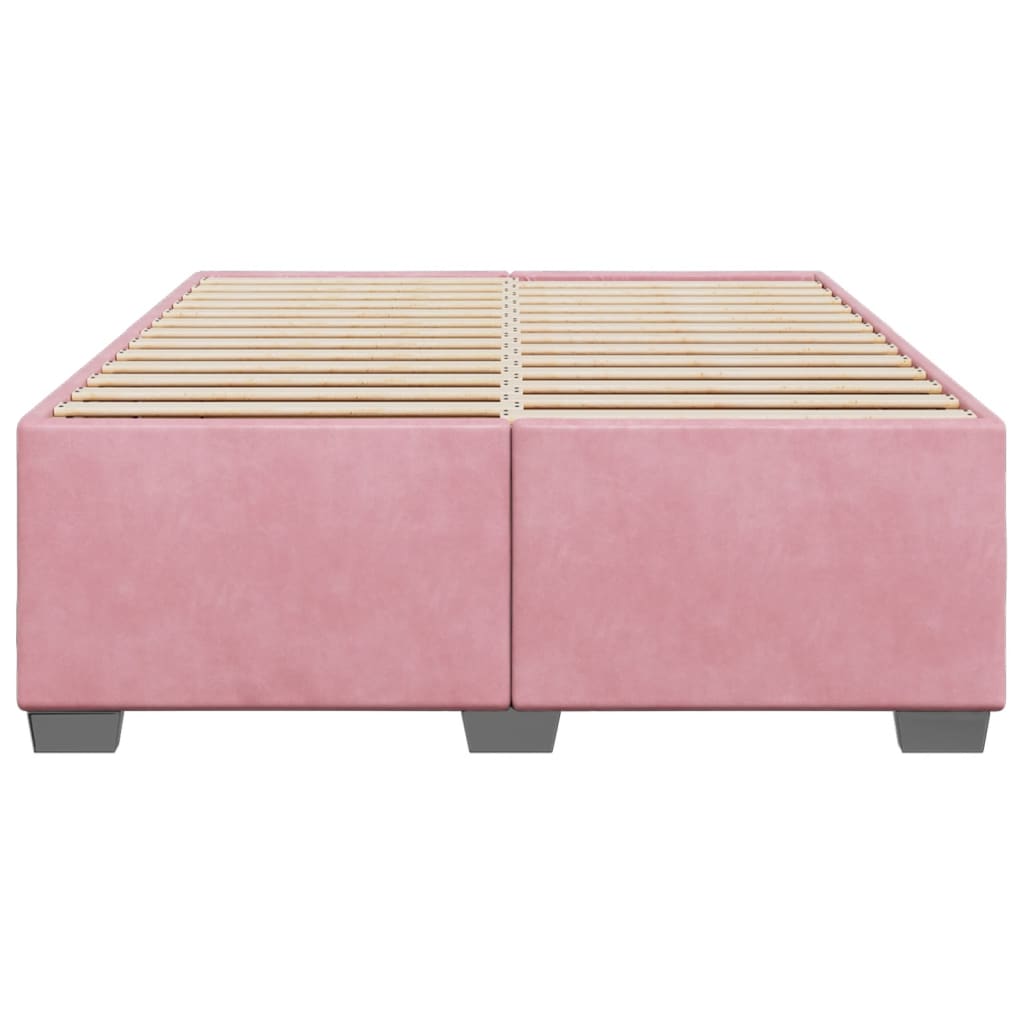 Cadre de lit sans matelas rose 140x200 cm velours - XIOS