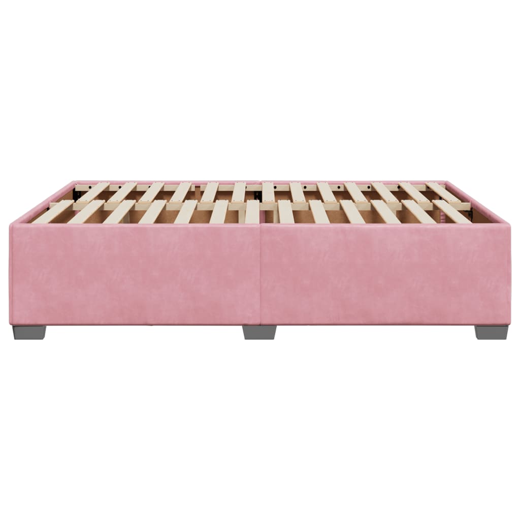 Cadre de lit sans matelas rose 140x200 cm velours - XIOS