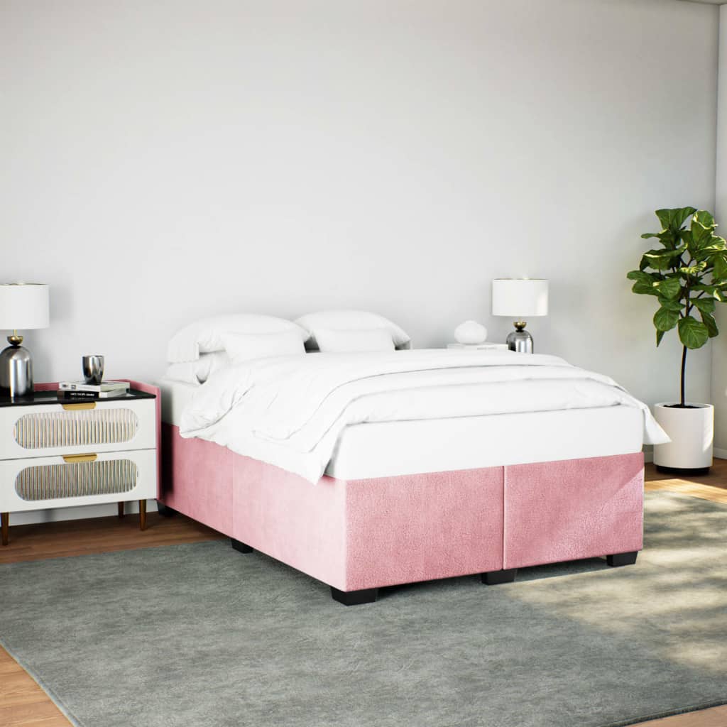 Cadre de lit sans matelas rose 140x200 cm velours - XIOS