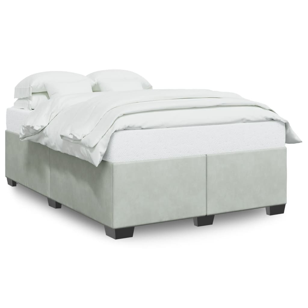 Cadre de lit sans matelas gris clair 160x200 cm velours - XIOS