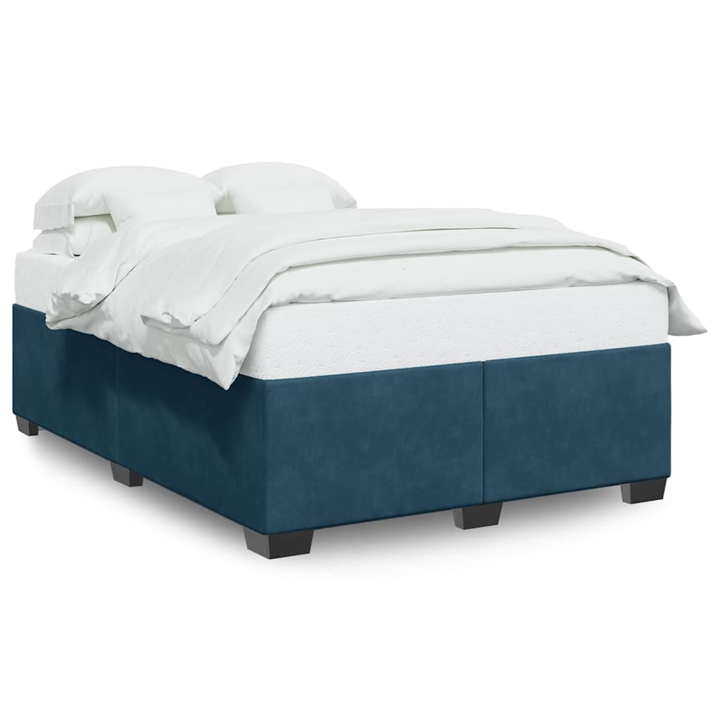 Cadre de lit sans matelas bleu 160x200 cm velours