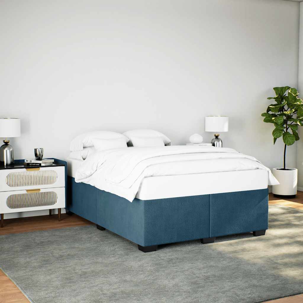 Cadre de lit sans matelas bleu 160x200 cm velours