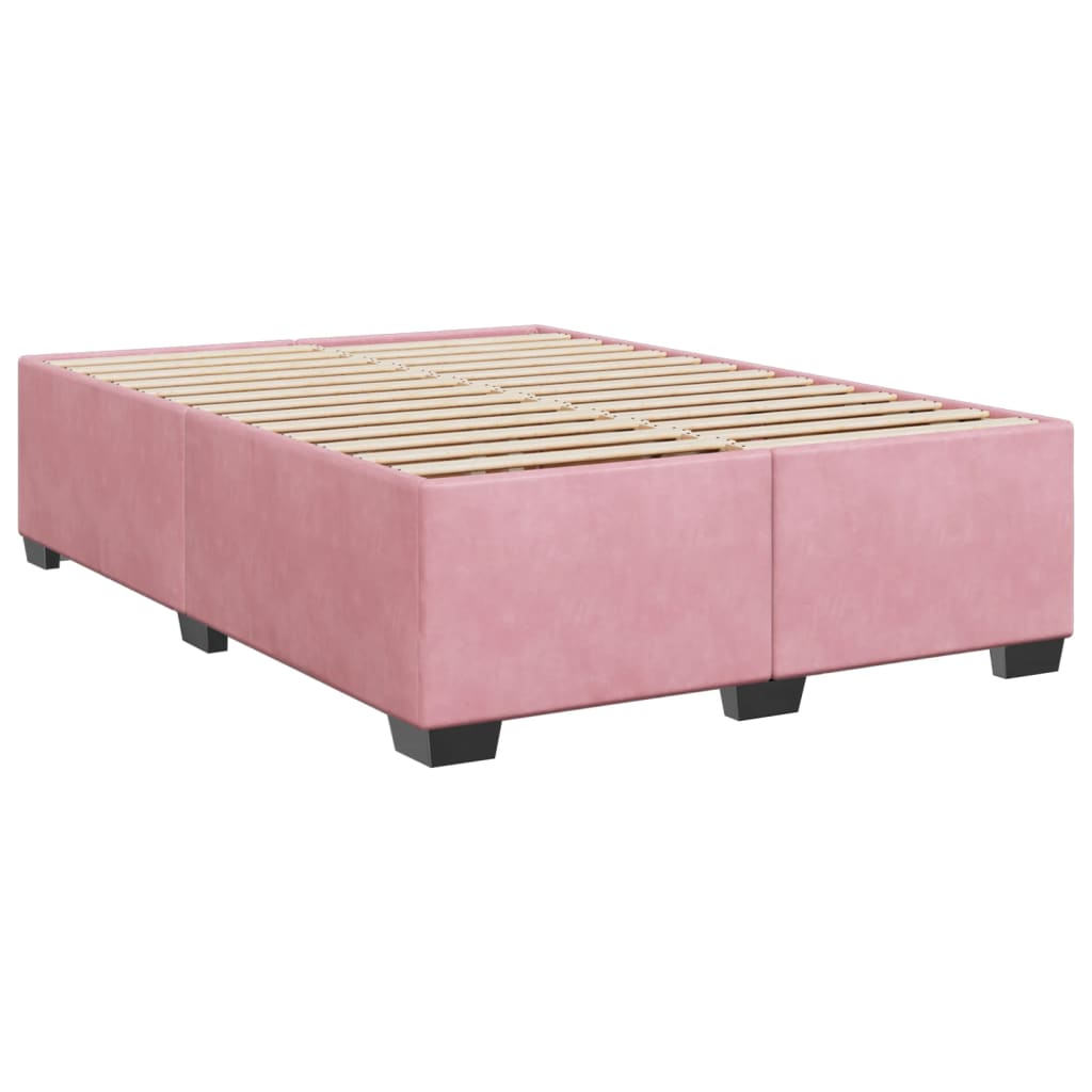 Cadre de lit sans matelas rose 160x200 cm velours - XIOS