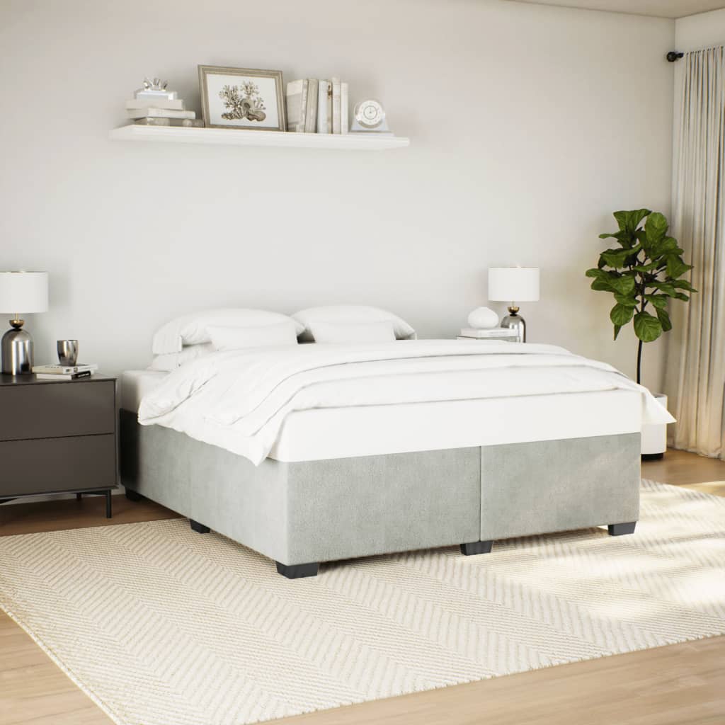 Cadre de lit sans matelas gris clair 180x200 cm velours - XIOS