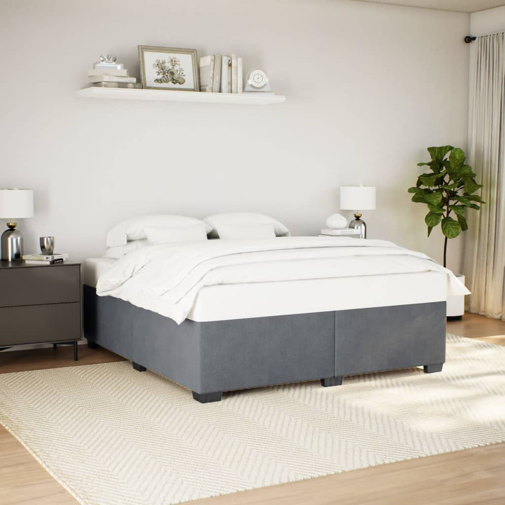 Cadre de lit sans matelas gris foncé 180x200 cm velours - XIOS