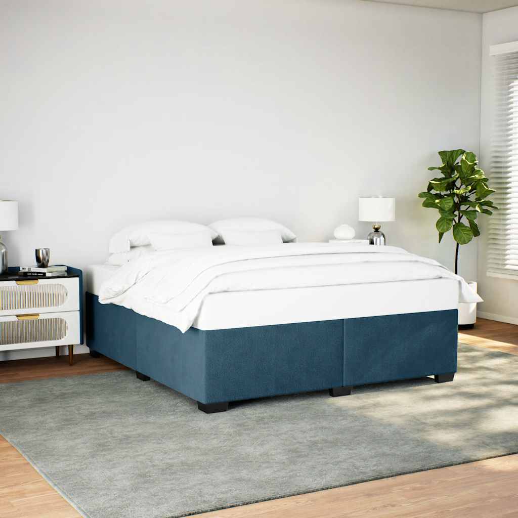 Cadre de lit sans matelas bleu 200x200 cm velours