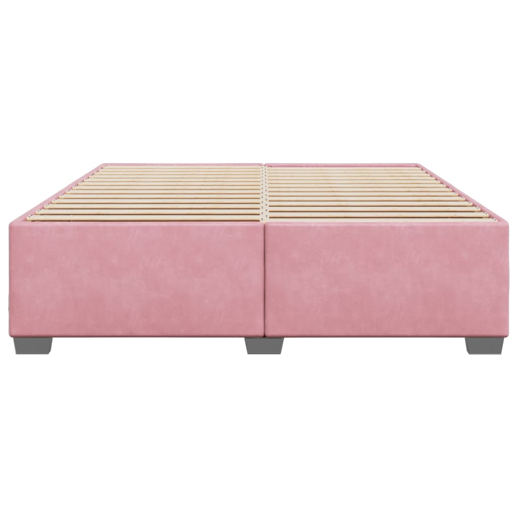 Cadre de lit sans matelas rose 200x200 cm velours - XIOS