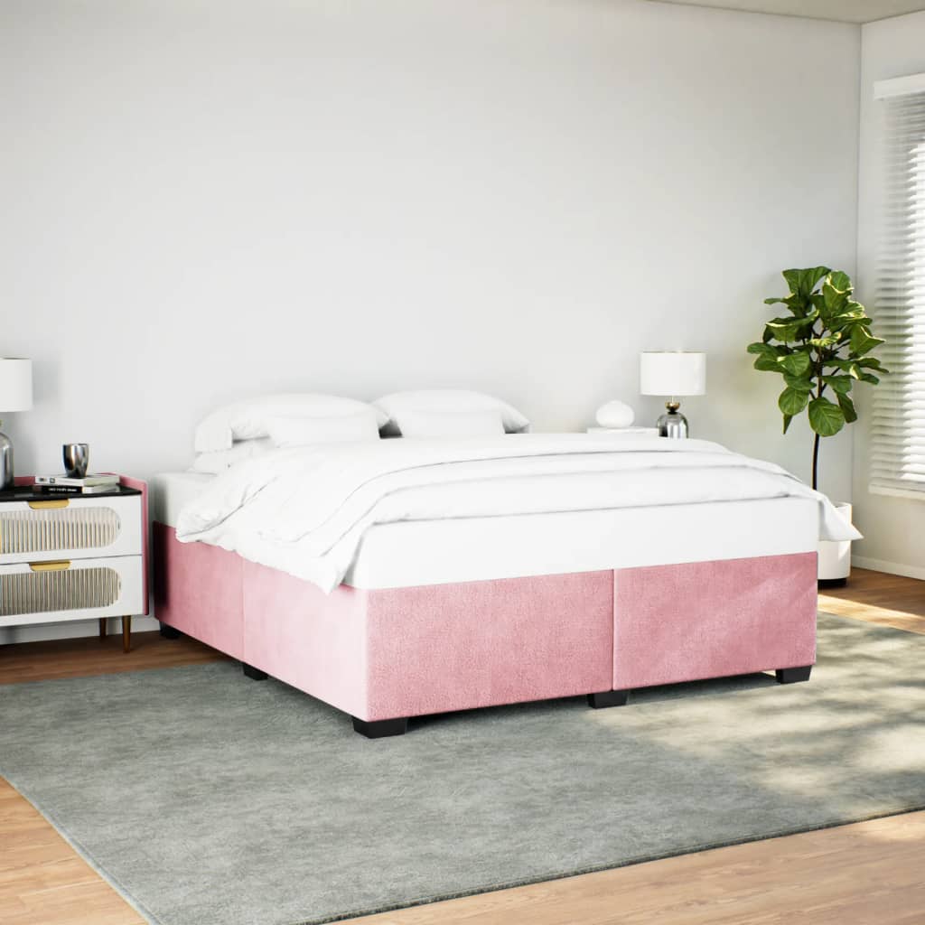 Cadre de lit sans matelas rose 200x200 cm velours - XIOS