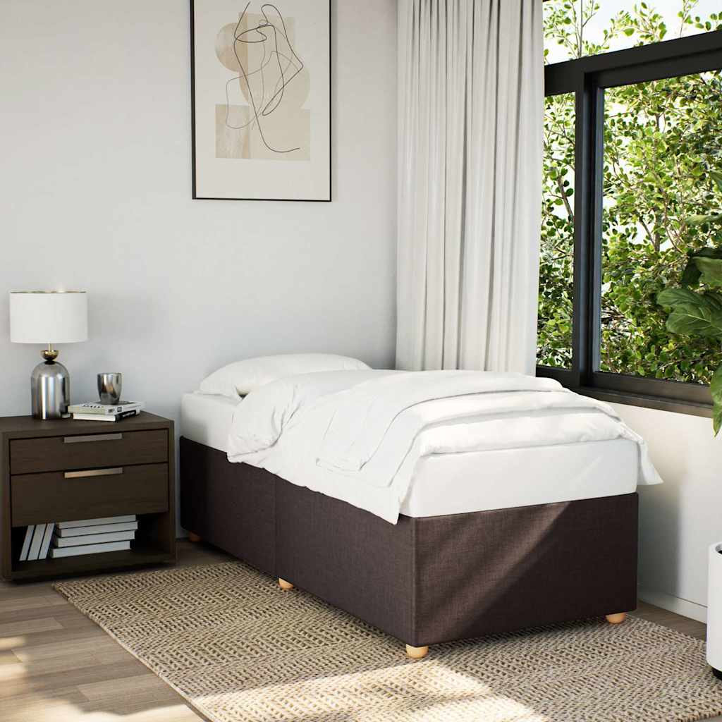 Cadre de lit sans matelas marron foncé 90x200 cm tissu - XIOS