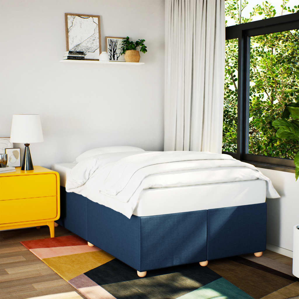 Cadre de lit sans matelas bleu 120x190 cm tissu - XIOS