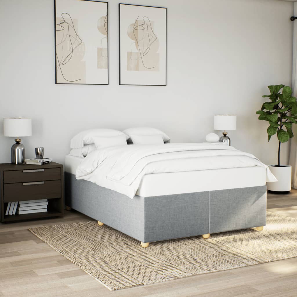 Cadre de lit sans matelas gris clair 140x190 cm tissu - XIOS