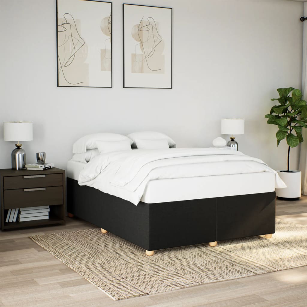 Cadre de lit sans matelas noir 140x190 cm tissu - XIOS