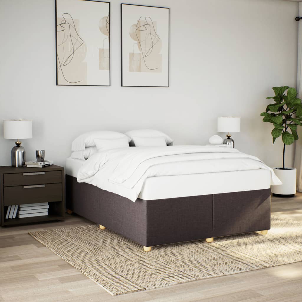 Cadre de lit sans matelas marron foncé 140x200 cm tissu - XIOS