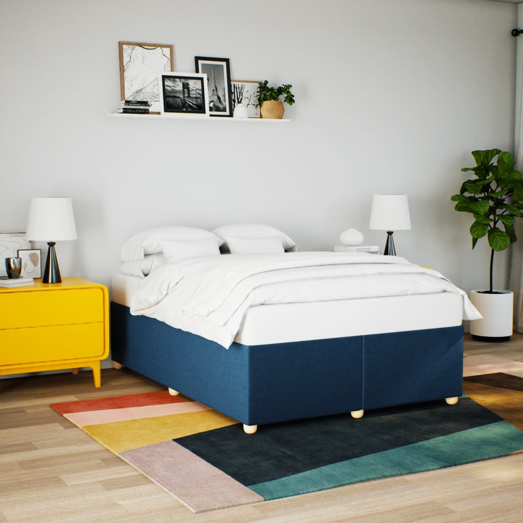 Cadre de lit sans matelas bleu 140x200 cm tissu - XIOS