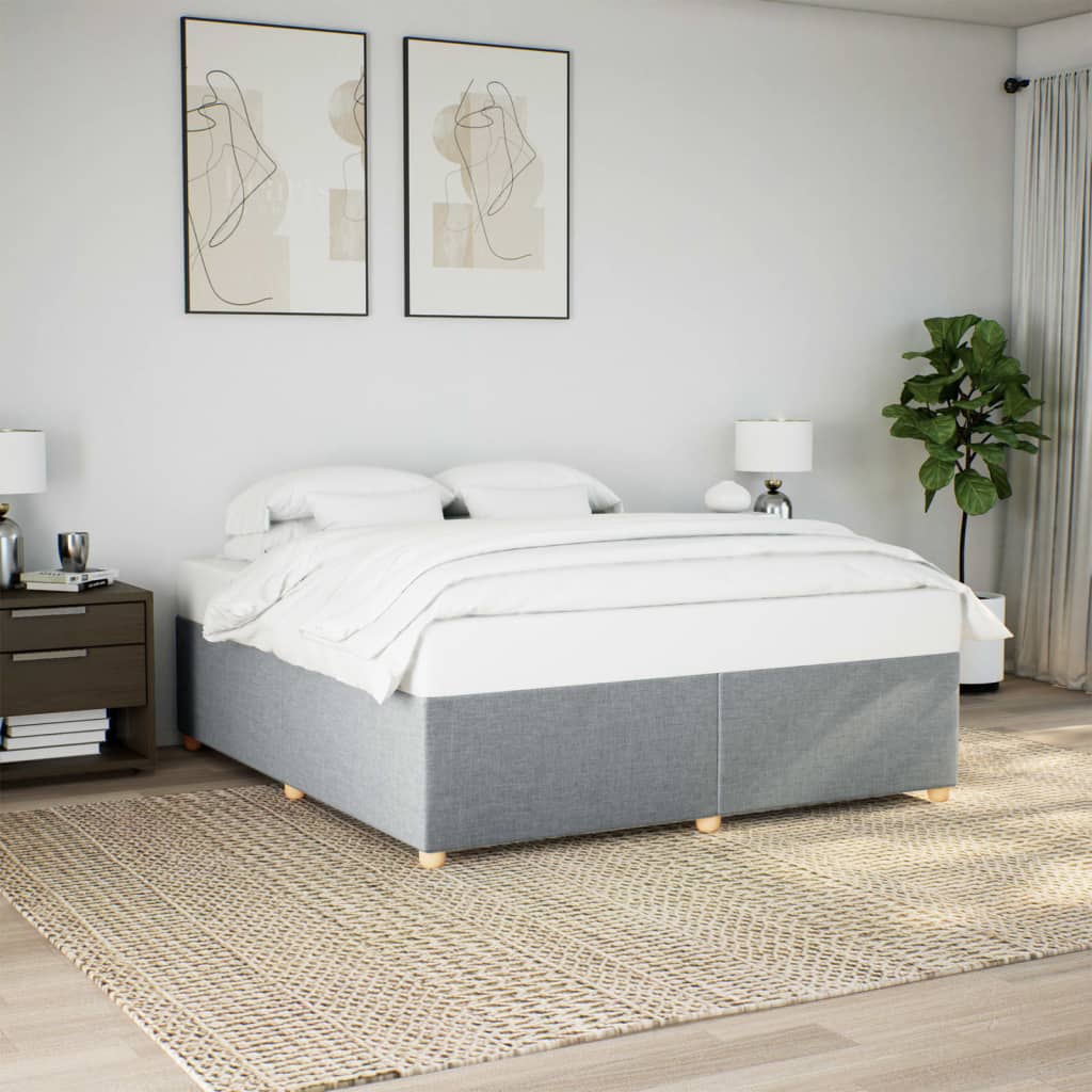 Cadre de lit sans matelas gris clair 200x200 cm tissu - XIOS