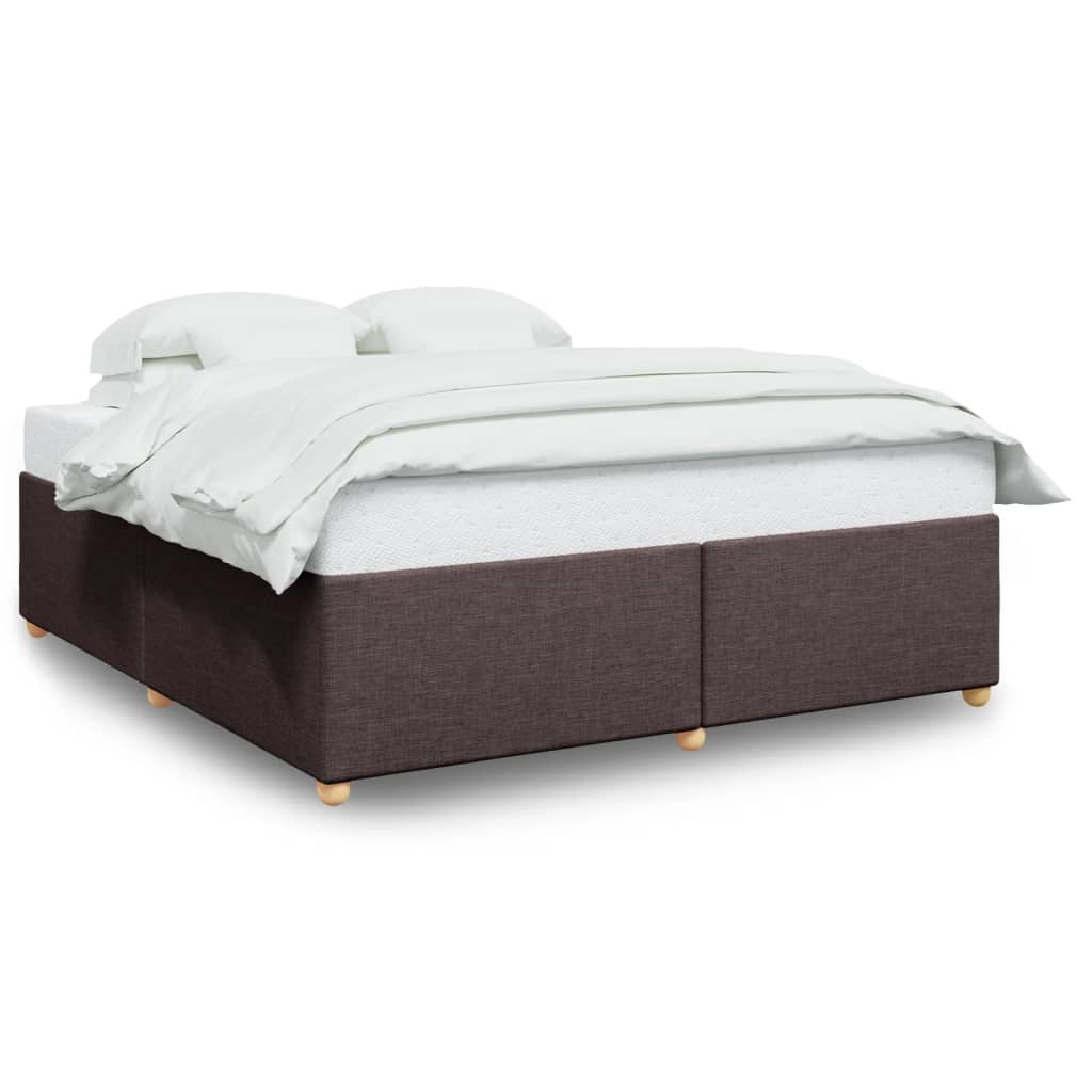 Cadre de lit sans matelas marron foncé 200x200 cm tissu - XIOS