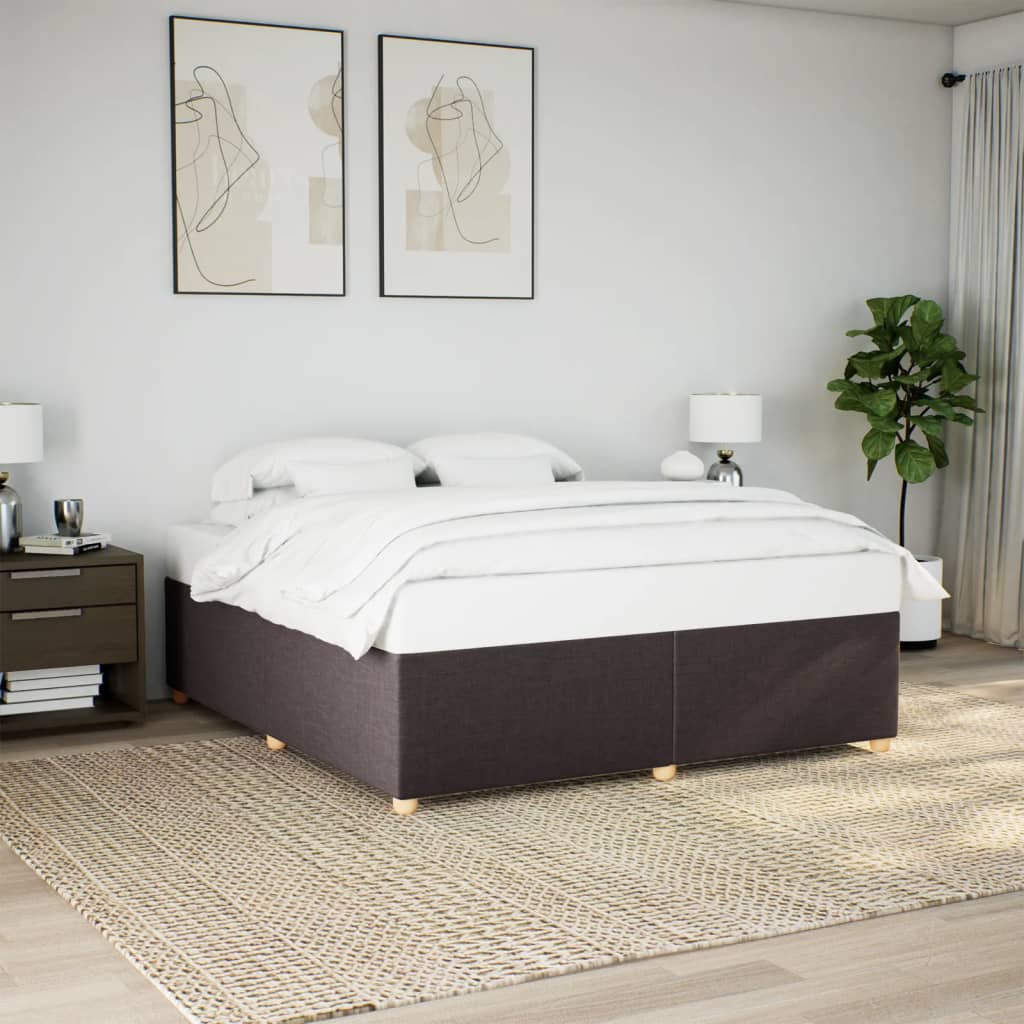 Cadre de lit sans matelas marron foncé 200x200 cm tissu - XIOS