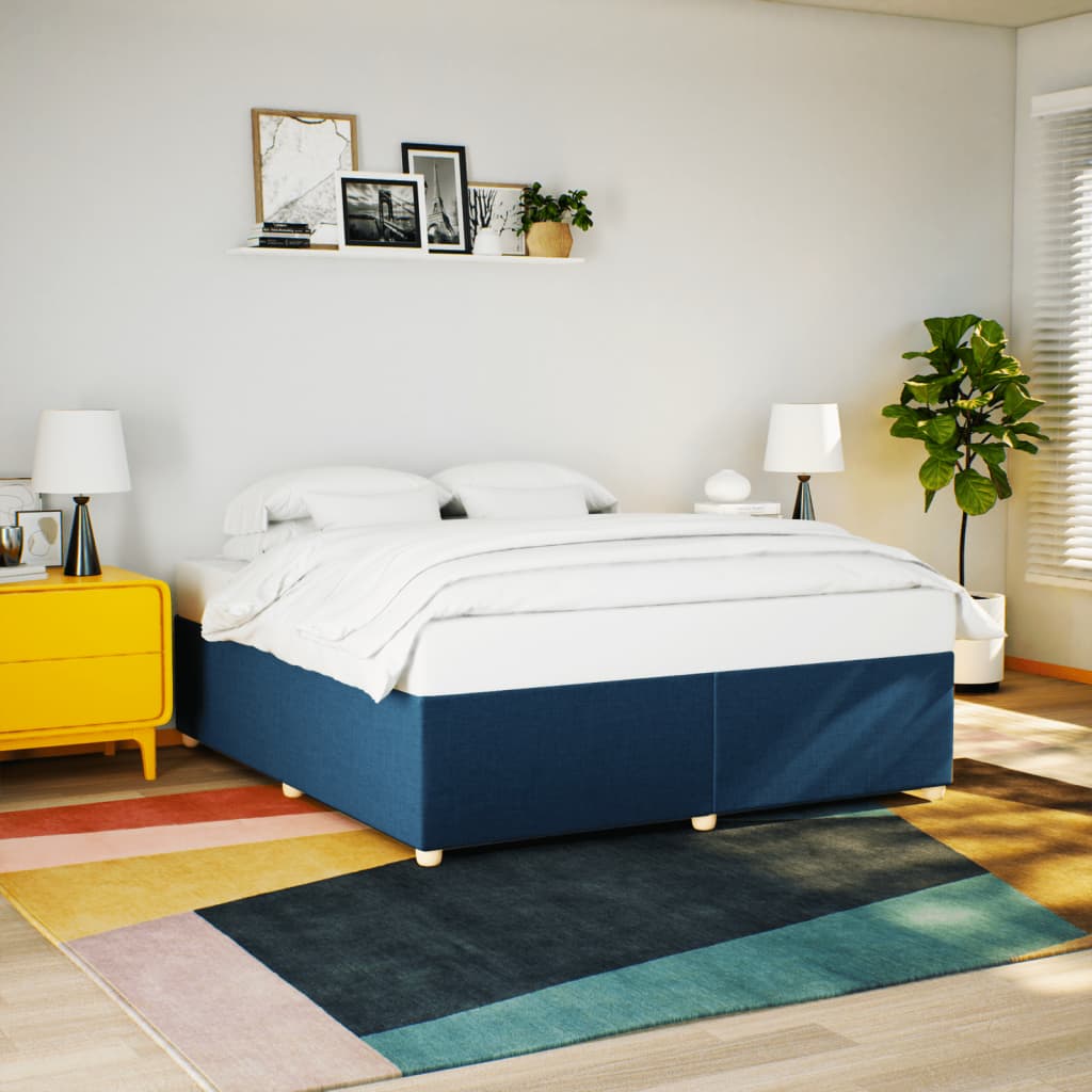 Cadre de lit sans matelas bleu 200x200 cm tissu - XIOS