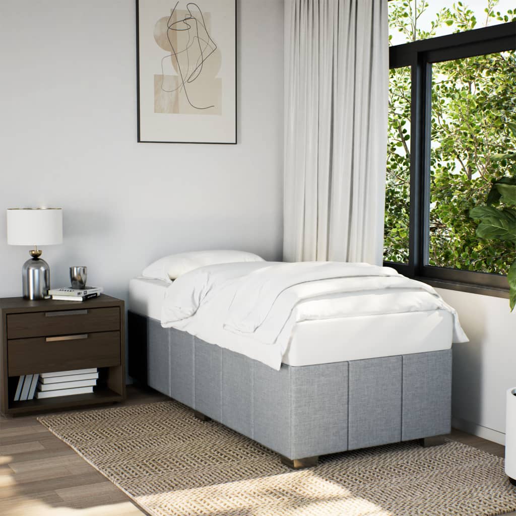 Cadre de lit sans matelas gris clair 90x190 cm tissu - XIOS