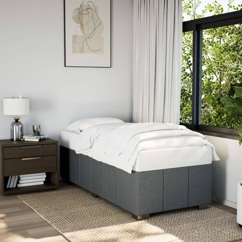 Cadre de lit sans matelas gris foncé 90x190 cm tissu - XIOS