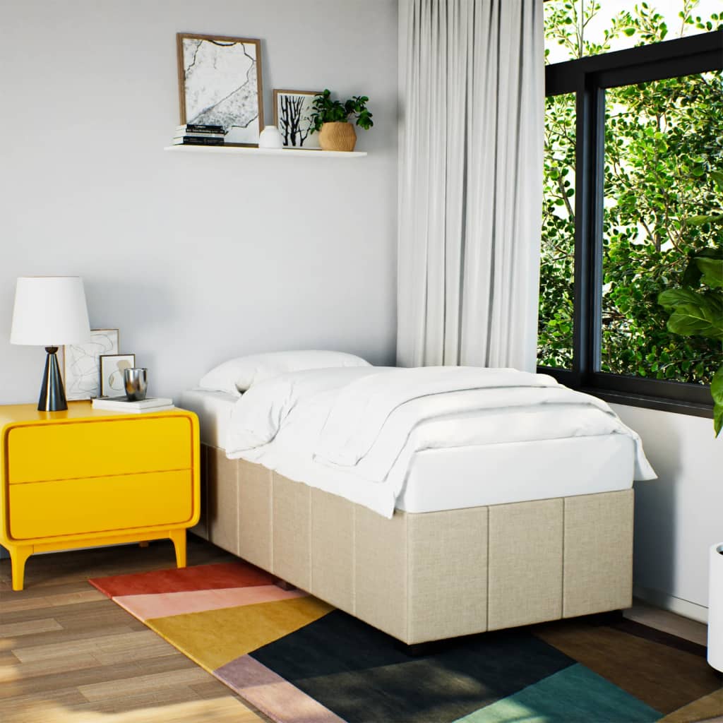 Cadre de lit sans matelas crème 90x190 cm tissu - XIOS