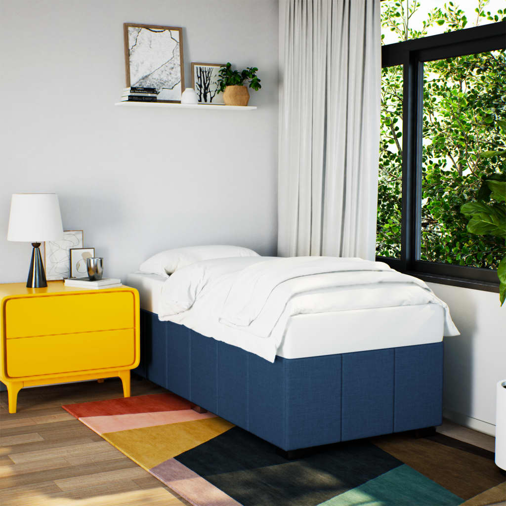 Cadre de lit sans matelas bleu 90x200 cm tissu - XIOS