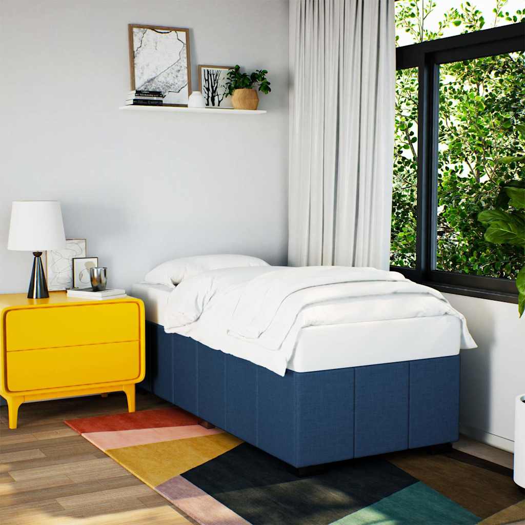 Cadre de lit sans matelas bleu 100x200 cm tissu - XIOS
