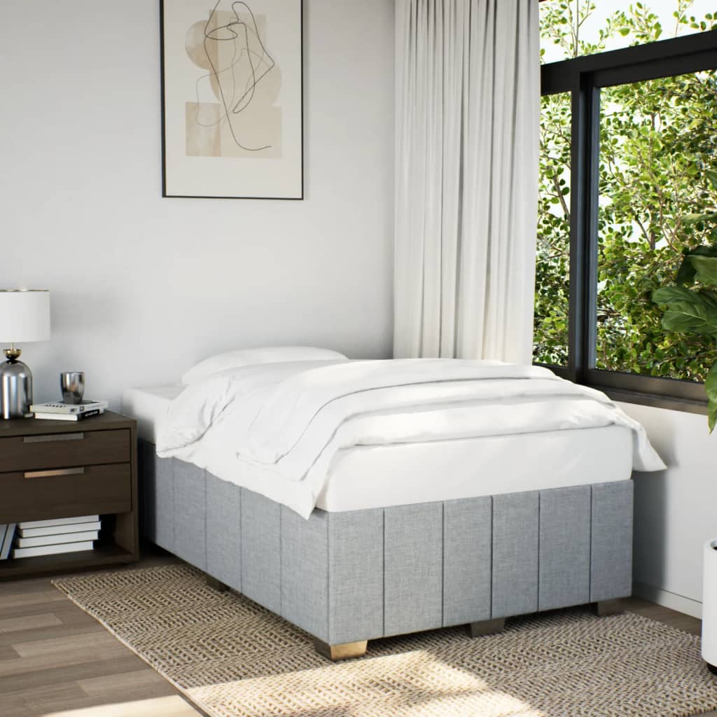 Cadre de lit sans matelas gris clair 120x190 cm tissu - XIOS