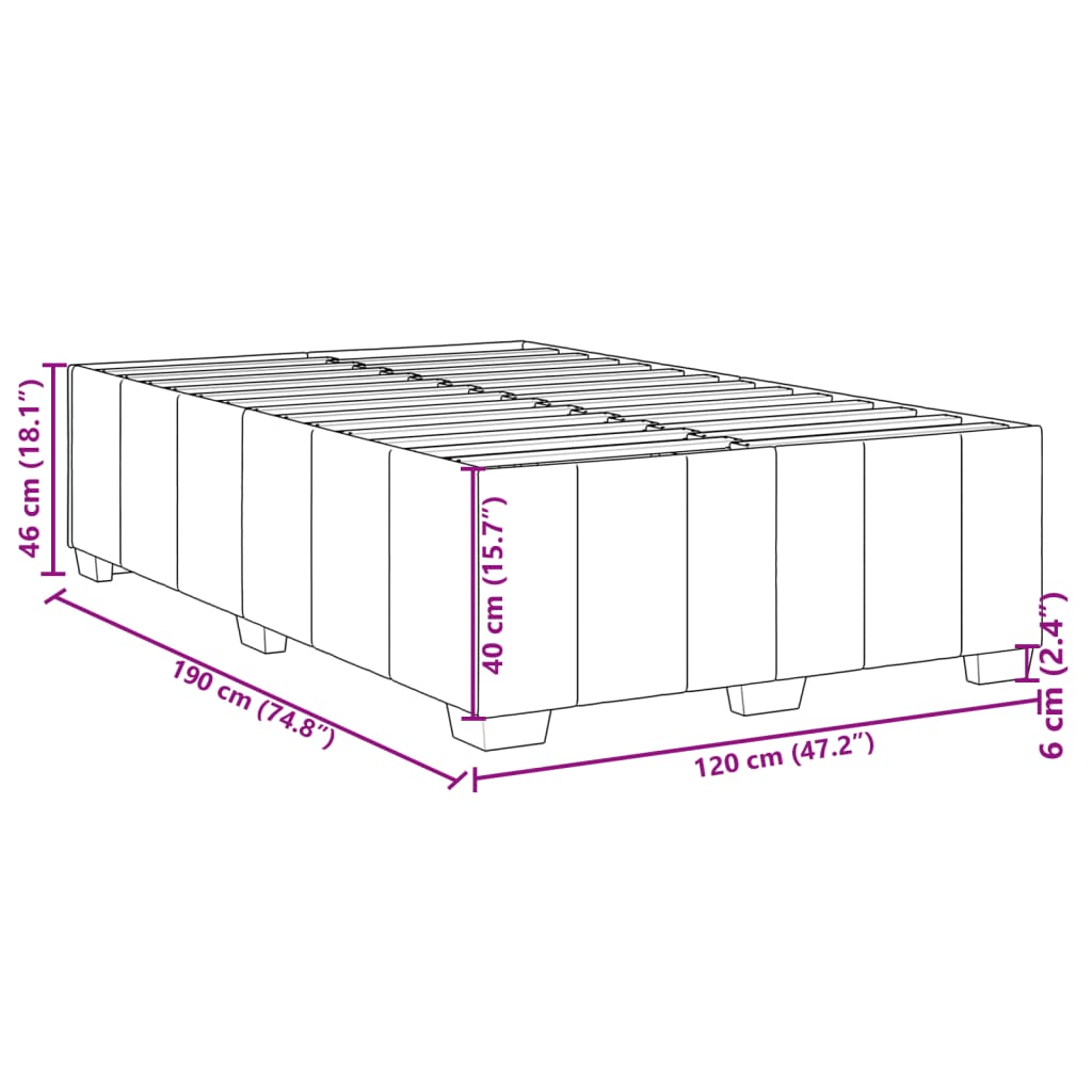 Cadre de lit sans matelas noir 120x190 cm tissu - XIOS